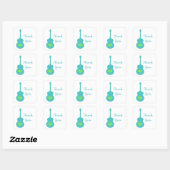 Aqua/Green Guitar Heart Dank u Stickers (Vel)