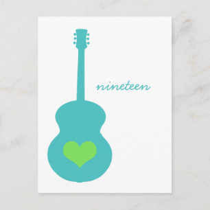 Aqua/Green Guitar Heart Table Briefkaart