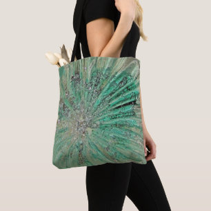 Aqua Green Ice Explosive Art Glass Tote Bag