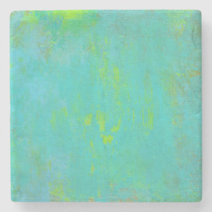 Aqua Green, Limoen en Brown Ochre Grunge Abstract Stenen Onderzetter