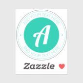 Aqua Green Monogram of voeg Logo toe | Transparant Sticker (Vel)