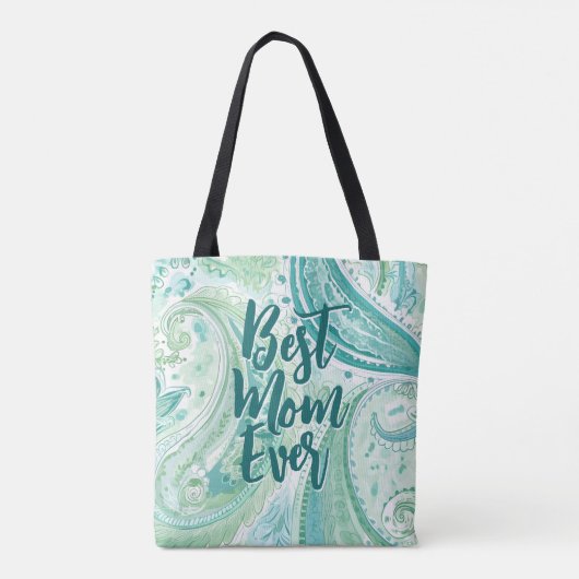 Aqua Green Paisley | MOEDERDAG CANVAS TAS (Achterkant)