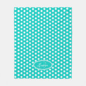 Aqua green polka stip aangepaste naam bord deken (Voorkant)