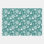 Aqua Green Rendier Kerst inpakpapier (Voorkant 3)