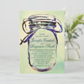 Aqua Green Rustic Mason Jar Mariage Invitations (Debout devant)