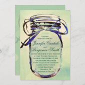 Aqua Green Rustic Mason Jar Mariage Invitations (Devant / Derrière)