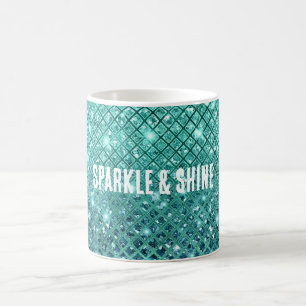 Aqua Green Sparkle Koffiemok