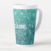 Aqua Green Sparkle Latte Mok (Rechterhoek)