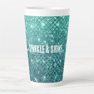 Aqua Green Sparkle Latte Mok