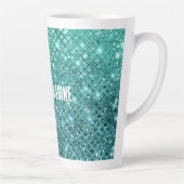 Aqua Green Sparkle Latte Mok (Rechts)