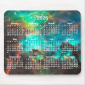 Aqua Green Star Cluster Celestial 2026 Calendar Muismat (Voorkant)