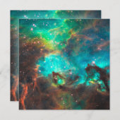 Aqua Green Star Cluster Invitation Kaart (Voorkant / Achterkant)