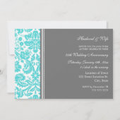 Aqua Grey Damask Invitation du 25e anniversaire (Dos)