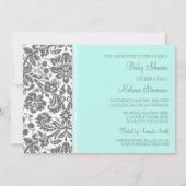 Aqua Grey Damask Invitations Custom Baby Shower (Dos)