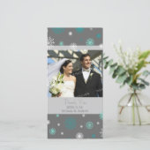 Aqua Grey Merci Cartes photos de mariage d'hiver (Debout devant)
