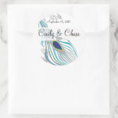 Aqua Grijs  Peacock Veer Bruiloft Sticker (Tas)