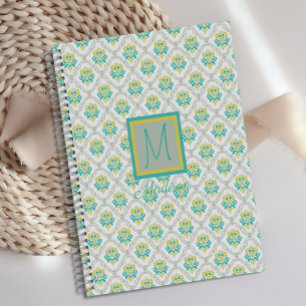 Aqua Grijze Chartreuse Trendy Monogram Planner