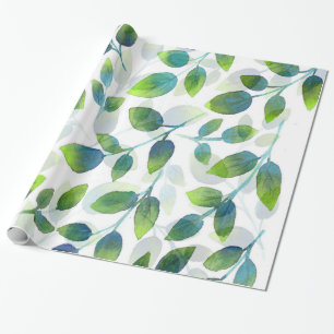Aqua groen blad patroon cadeaupapier