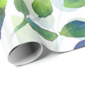 Aqua groen blad patroon cadeaupapier (Rol Hoek)