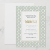 Aqua groen modern patroon Bat Mitzvah Kaart (Voorkant / Achterkant)