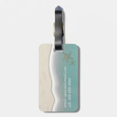 Aqua Groen Zee Water Zeester Zand Trendy Kust Bagagelabel (Achterkant verticaal)