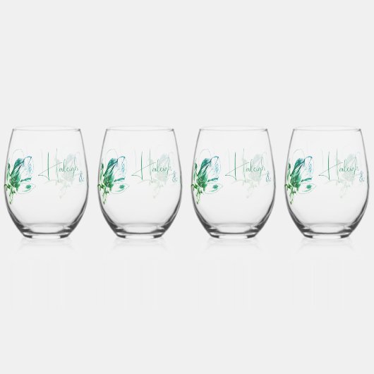Aqua Groene Koppels Drinkware Set Wijnglas Zonder Voet (Voorkant)