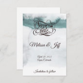 Aqua-groene waterverf bespaart de datum save the date (Voorkant / Achterkant)