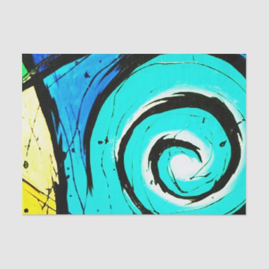 Aqua Groovy Modern Swirls Abstract Tissuepapier (Voorkant)