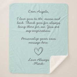 Aqua Handwrite Love Letter of message Sherpa Deken