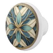 Aqua Harmony Bloemen Keramische Knob Pull Knop (Rechts)