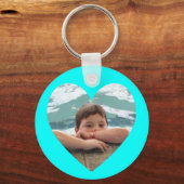 Aqua Heart Photo Template Sleutelhanger (Voorkant)
