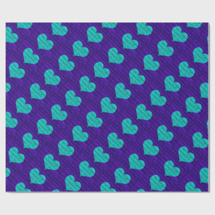 Aqua Hearted Paarse Brick Wrapping Paper Cadeaupapier