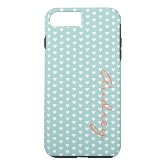 Aqua Hearts Aangepaste naam Case-Mate iPhone Case (Achterkant)