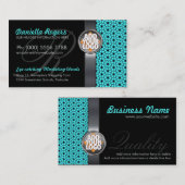 Aqua Hexagon Motif avec Logo Dark Cartes de visite (Devant / Derrière)