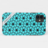 Aqua Hexagon Weave Textile Motif iPhone 5 Coque (Dos (Horizontal))