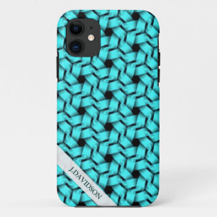 Aqua Hexagon Weave Textile Pattern iPhone 5 Hoesje
