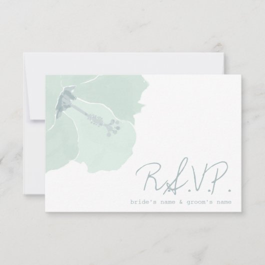 Aqua Hibiscus Fleur Tropical Beach Wedding RSVP (Devant)