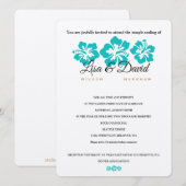 Aqua Hibiscus Temple Mariage et Invitation de réce (Devant / Derrière)