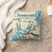 Aqua Hot Pink Vogelfamilie opgericht Kussen (Deken)