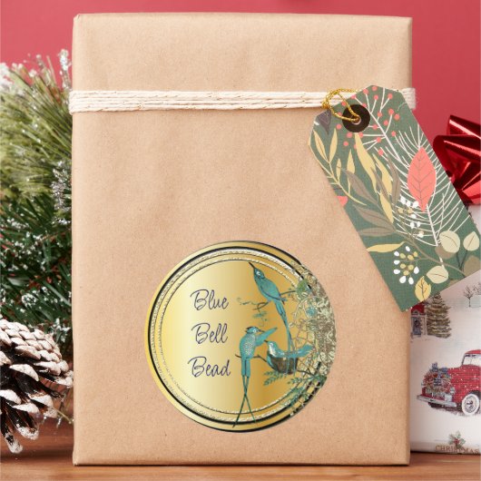 Aqua Hummingbird Swirl Ronde Sticker (Feestdagen)