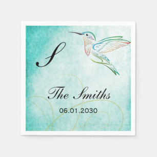 Aqua Hummingbird Waterverf Bruiloft Servet