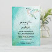 Aqua Hummingbird Waterverf Weddenschap Kaart (Staand voorkant)