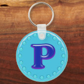 Aqua Initiaal P Sleutelhanger (Voorkant)