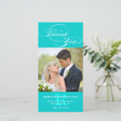 AQUA INITIAAL SCRIPT BRUILOFT BEDANKT FOTOKAART (Staand voorkant)