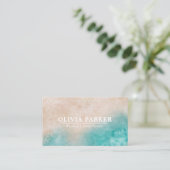 Aqua Ink Ocean Beach Modern Minimalistisch Visitekaartje (Staand voorkant)