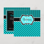Aqua, invitation noir d'anniversaire de point de (Devant / Derrière)