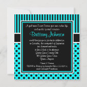 Aqua, invitation noir d'anniversaire de point de (Dos)