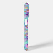 Aqua Iridescent Luipaardprint Monogram Case-Mate iPhone Case (Achterkant / Rechts)