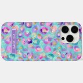 Aqua Iridescente Luipaardprint Monogram Case-Mate iPhone Case (Achterkant (horizontaal))