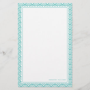 Aqua Japans Seigaiha Pattern Briefpapier